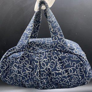 AUTHENTIC CHANEL BLUE CANVAS CC 5 MULTI LOGO BOWLING BAG PURSE